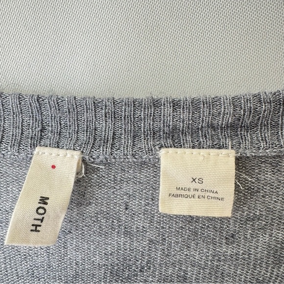 Anthropologie MOTH Womens XS Lightweight Pullover Sweater Cashmere Gray Casual - Picture 3 of 10